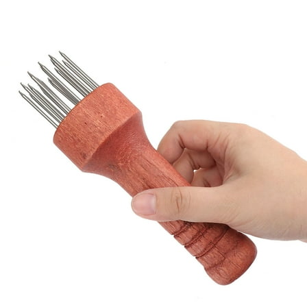 Worgeous 2 Pcs Stainless Steel Spikes Meat Tenderizer Wooden Handle Meat Tenderizing Tool