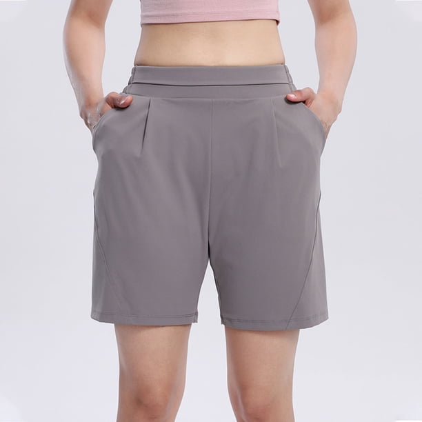 Puntoco Pantalones cortos deportivos para mujer, moda femenina, pantalones cortos casuales sólidos para uso diario, pantalones cortos casuales para salidas