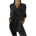 thumbnail image 3 of Wlynlyn Womens Plus Size Tunic or Tops to Wear with Leggings Long Sleeve Shirts Button V Neck Dressy Casual Blouses, 3 of 8