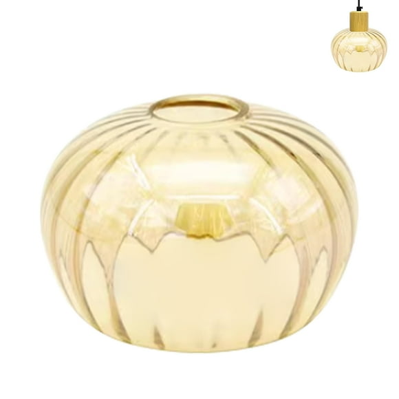 FSLiving 1-Pack 6.2" Clear Amber Glass Pumpkin Lamp Shade Replacement, Brown Gloss Glass Lamp Cover, DIY Torchiere Shade Decorative for Pendant Light Table Lamp Swag Ceiling Lamp Wall Sconce