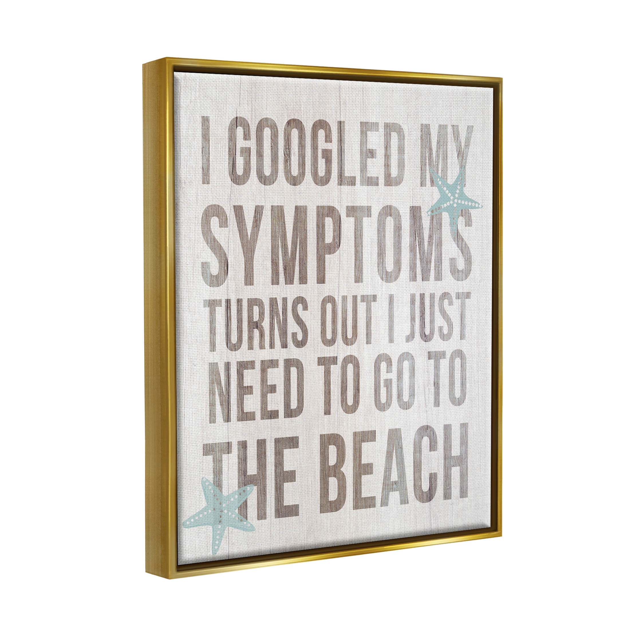 Stupell Industries Need to Go Beach Phrase Graphic Art Metallic Gold Floating Framed Canvas Print Wall Art, Design by Lil' Rue