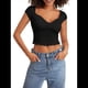 thumbnail image 3 of Camisetas de Mujer, Tops de Verano 2025, Cuello Cuadrado, Corta, Ajustadas, Ropa para Hacer Ejercicio en el Gimnasio. Negro S, 3 of 9