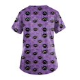 thumbnail image 4 of Halloween Print Scrub Tops for Women Breathable Pumpkin Cat Bat Pattern V-Neck T-Shirts Tee Tops with Pockets, 4 of 5