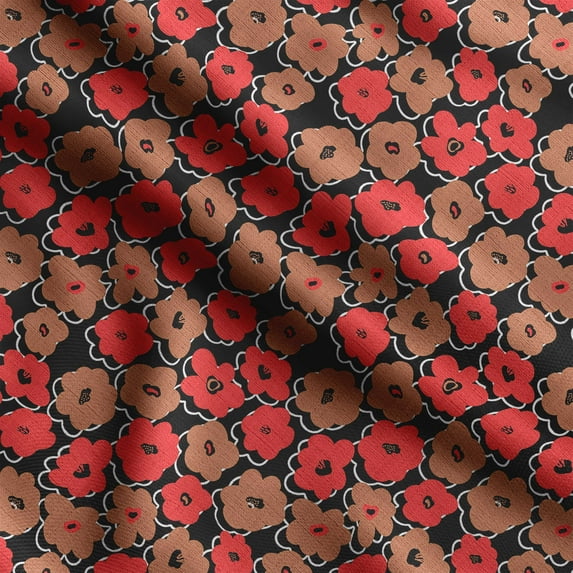 Soimoi Floral Print,Cotton Cambric, Quilting Fabric Sold by The Yard 42 Inch Wide, Medium Weight Cotton Fabric, SewingSupplies,Light Brown