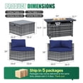 thumbnail image 2 of Clouddwell 15 Piece Patio Furniture Set with 44” Fire Pit Table Wicker Rattan Patio Conversation Set Outdoor Sectional Sofa Set with Coffee Table and Blue Cushions(Waterproof Cover Included), 2 of 9
