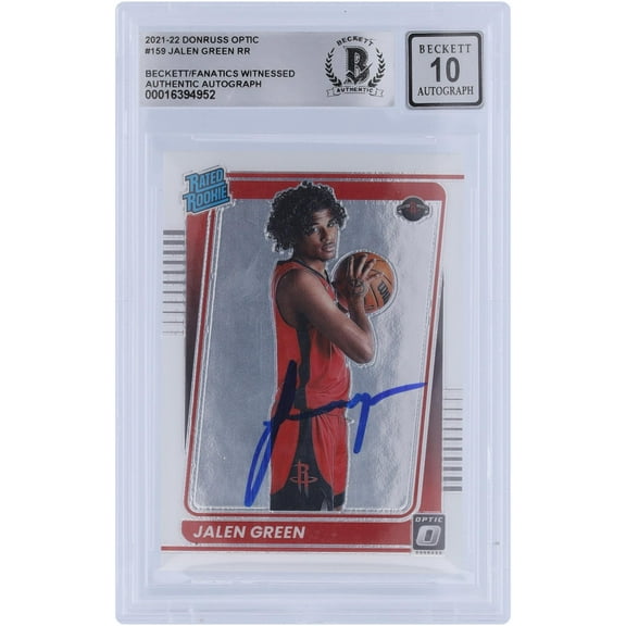 Jalen Green Houston Rockets Autographed 2021-22 Panini Donruss Optic Rated Rookie #159 Beckett Fanatics Witnessed Authenticated 10 Rookie Card - Fanatics Authentic Certified