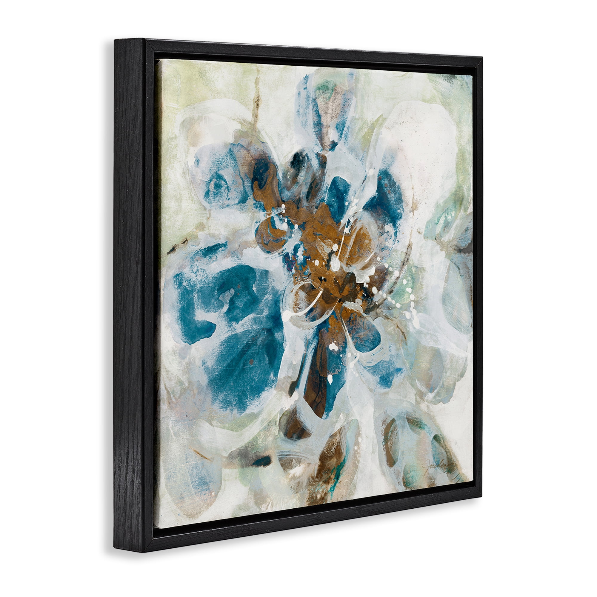 Stupell Industries Distorted Splatter Abstraction Abstract Painting Black Floater Framed Canvas Art Print Wall Art, 18 x 18