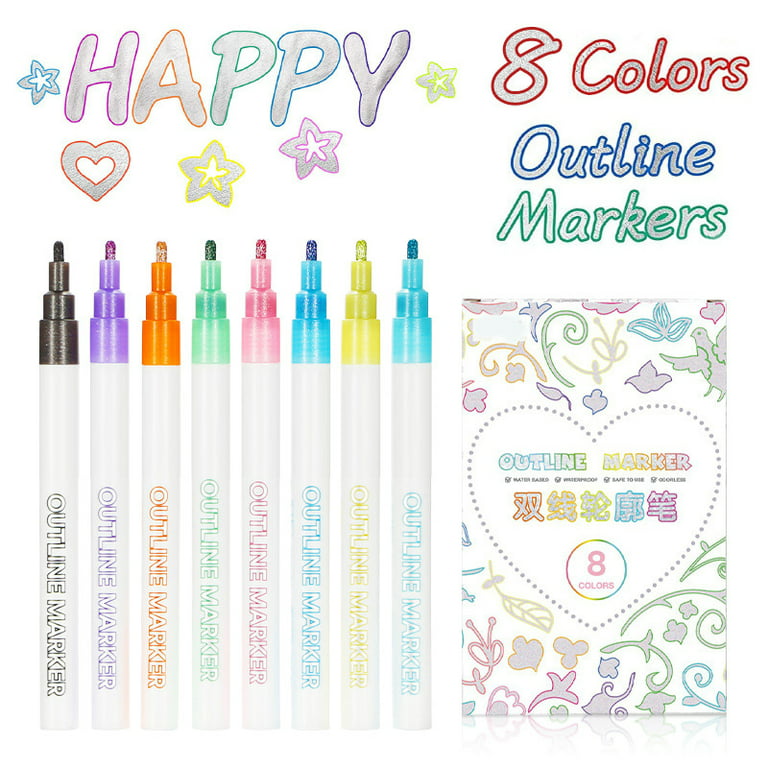 Outline Pen Set Double Line Outline Pens For Drawing Art 12ps