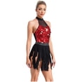 thumbnail image 4 of Sinleey Justaucorps de Danse Jazz Latine à Sequins pour Femmes, Superposition à Volants pour Compétition de Danse Ballet Rouge TTG, 4 of 7