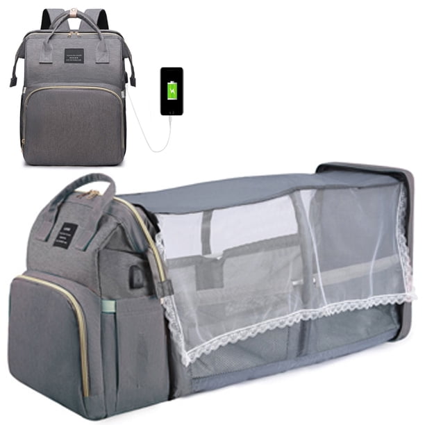 Mochila plegable para mamá, bolsa ligera y portátil para cuna, de gran capacidad, para bebé y Mujer
