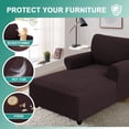 thumbnail image 4 of OKYUK Chaise Lounge Cover, Jacquard Stretch Chaise Chair Covers, Sofa Chaise Slipcover with Double Arm, Machine Washable Furniture Protector Couch Soft for Living Room Bedroom (Brown), 4 of 7