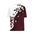 thumbnail image 4 of Odbmxy Blouse Women Short Sleeve Summer V-Neck Women's T Shirts Business Button Fancy Loose Floral White Leisure Tops, 4 of 6