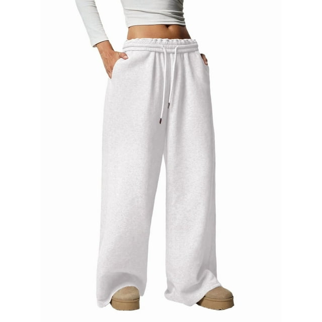 Pantalones Deportivos de Pierna para Mujer, Cintura Alta, Holgados, con Cordón Interior y Pierna Recta. M