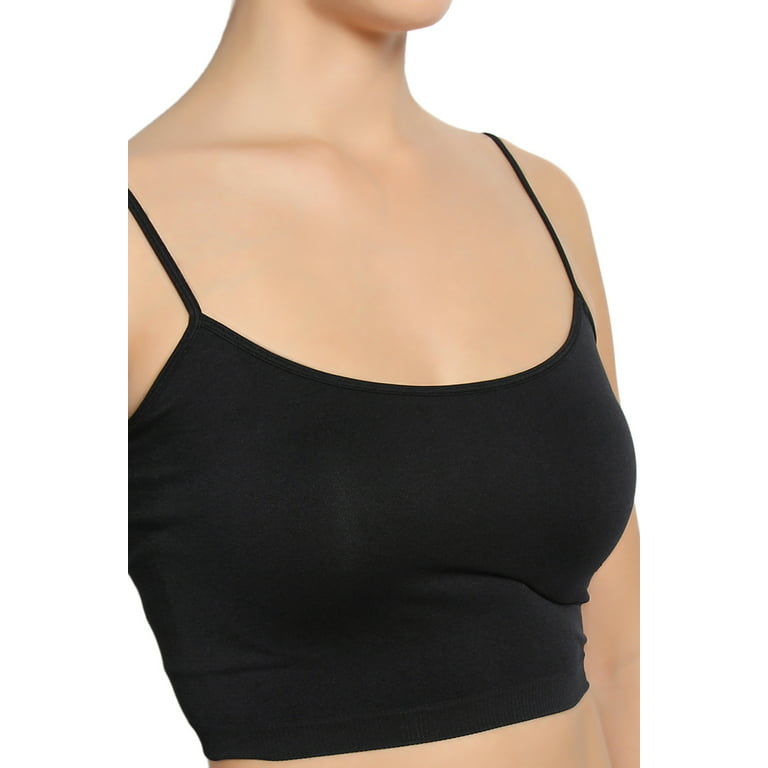 4 Pack Women's Seamless Wireless Half Cami Unpadded Bra Tops for Layering  with Spaghetti Straps