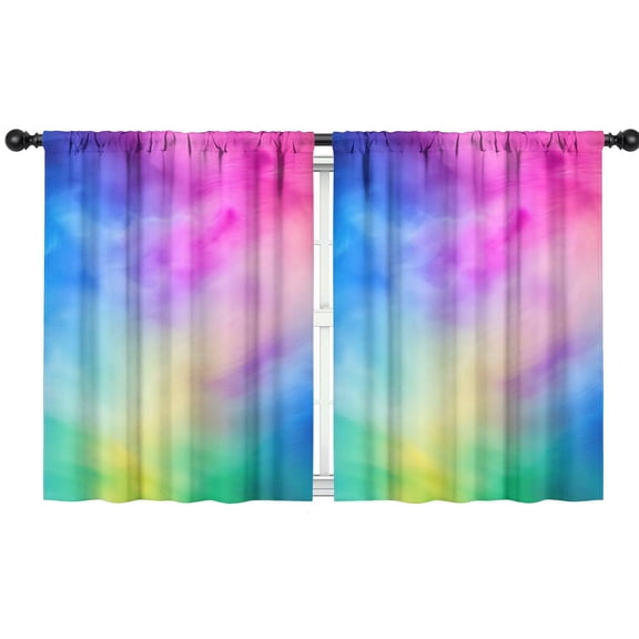 Blackout Kids Curtains,Rainbow Tie Dye Cloud Childrens Insulated Curtains Set Of 2,Bedroom Essentials,Toddler Room Decor 42"x54"