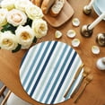 thumbnail image 2 of Teal Blue Stripe Round Placemats Set of 2 for Dinning Tables,Heat-proof Braided Table Mats 15 Inch,Ombre Geometric Aqua Vertical Striped Washable Place Mat for Kitchen Restaurant Party Table Decor, 2 of 9