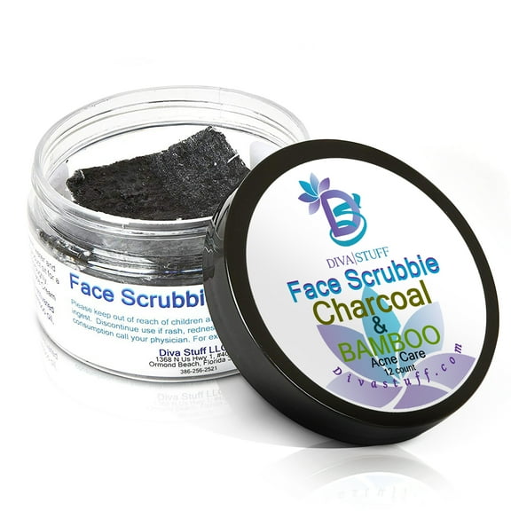Charcoal & Bamboo Face Scrubbies for Adult Acne, by Diva Stuff
