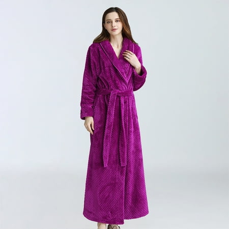 IDALL Robes for Women Nightgowns for Women Robe Fleece Sleeplong Bathrobe Robe Housecoat Nightgown Integrated Sleepwear Pajamas Women s Lingerie  Sleep & Lounge Red M