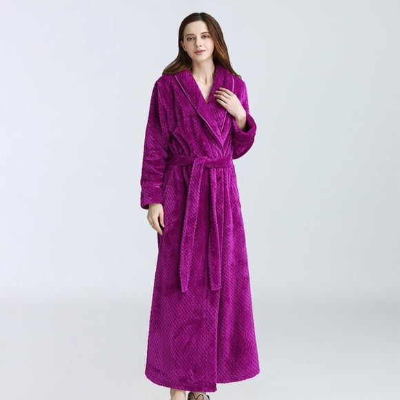 Kelon Women's Sleepwear Clearance Women's Blended Pajamas Womens Solid Color Long Robe Soft Warm Fleece Plush Bathrobe Belt Integrated Ladies Sleepwear Pajamas Housecoat Nightgown