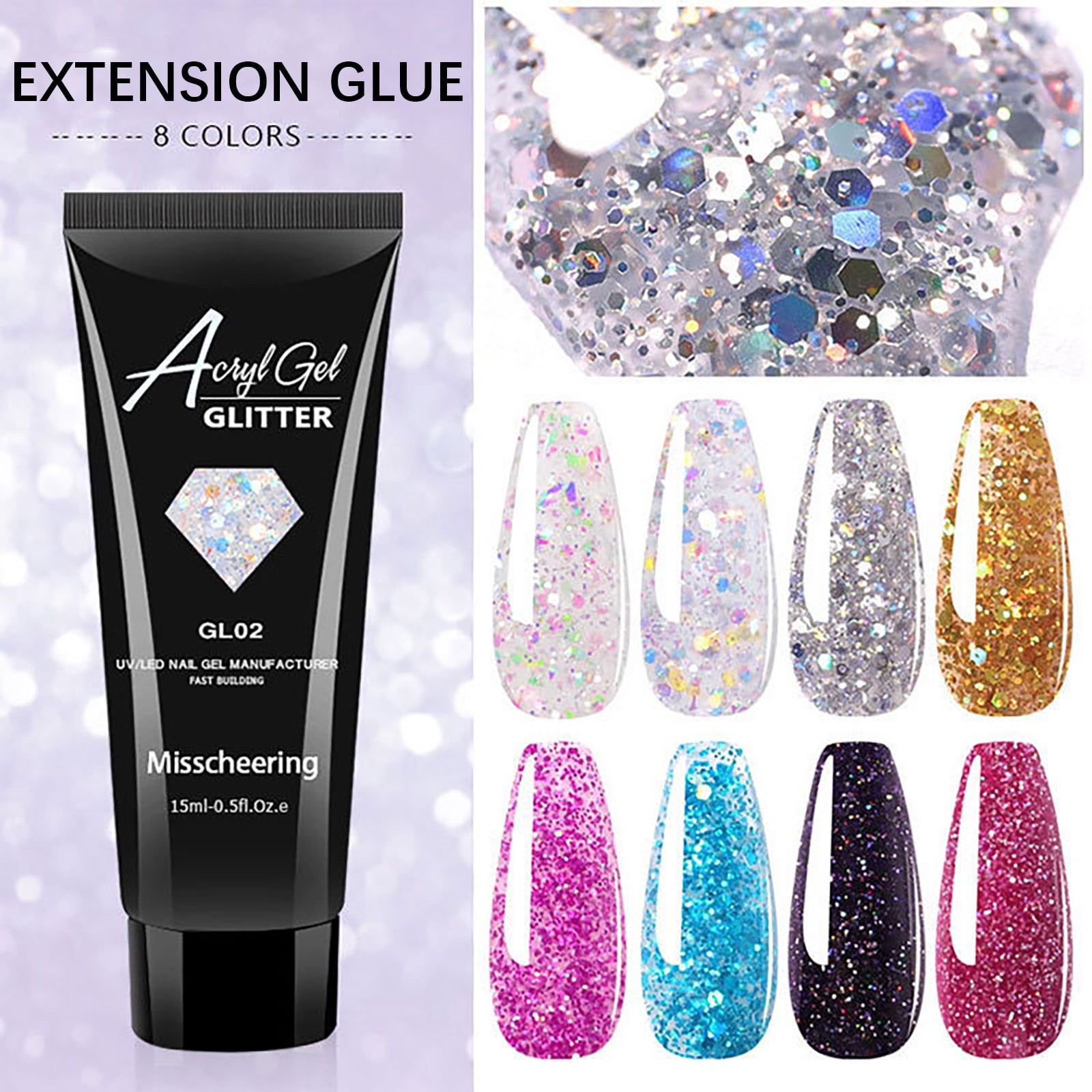 YSGFHGJW 16pc Poly Gel Nail Set Nail Accessories and Tools, 6 Color Quick Extension Gel Set Nail Phototherapy Crystal 90ml - Full Range of Manicure Tools