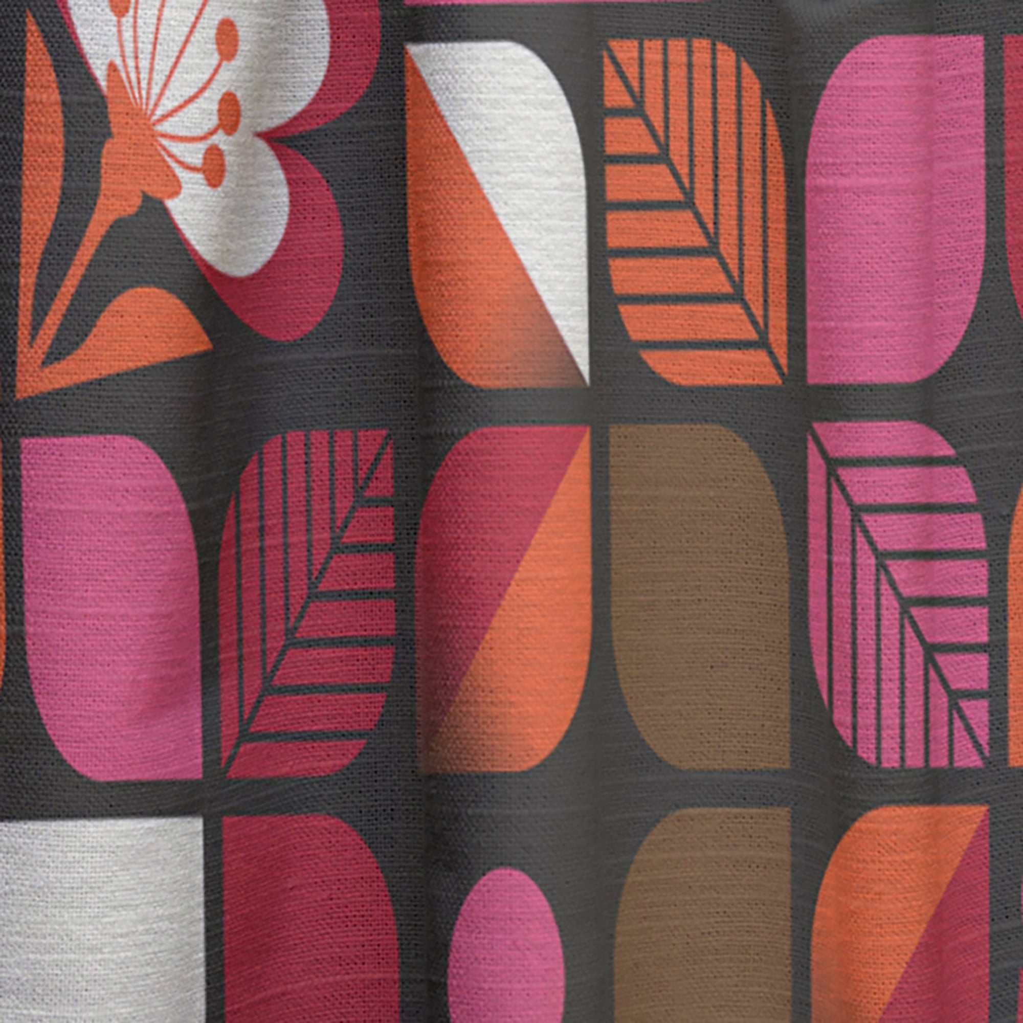 Designart 'Retro Geometric Flower Design I' Mid-Century Modern Curtain Panel