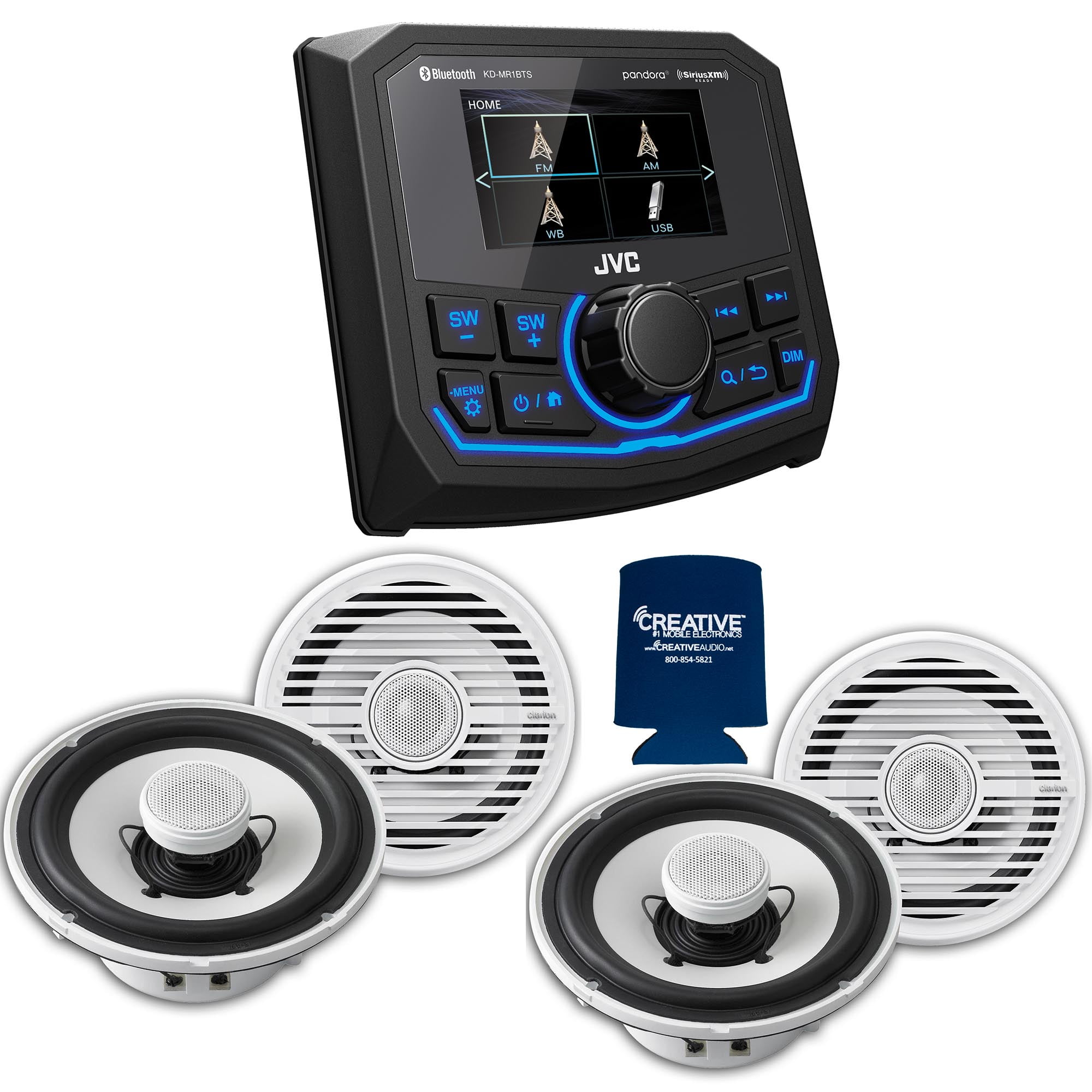 Clarion CMG1622R 6.5 Inch Marine Speakers (2 pair) compatible with JVC KDMR1BTS Marine