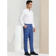thumbnail image 4 of Unique Bargains Men's Dress Pants Casual Flat Front Stretch Business Plaid Pants 34 Navy Blue, 4 of 6