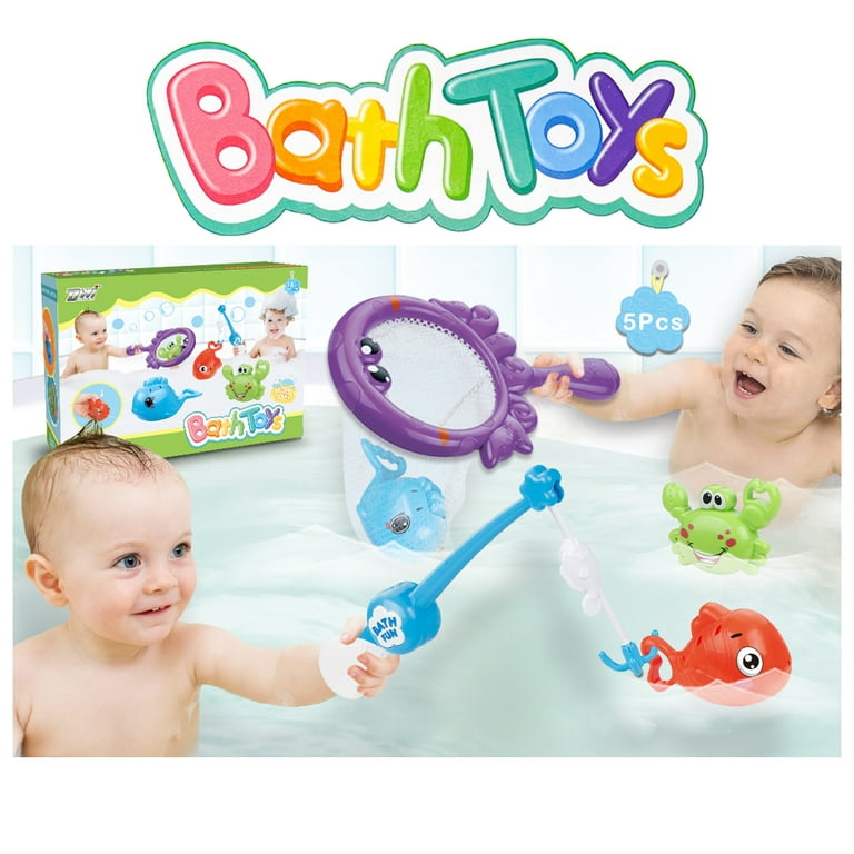 Baby Bath Fishing Toys, Bathtub Pool Toys Set with Fishing Pole