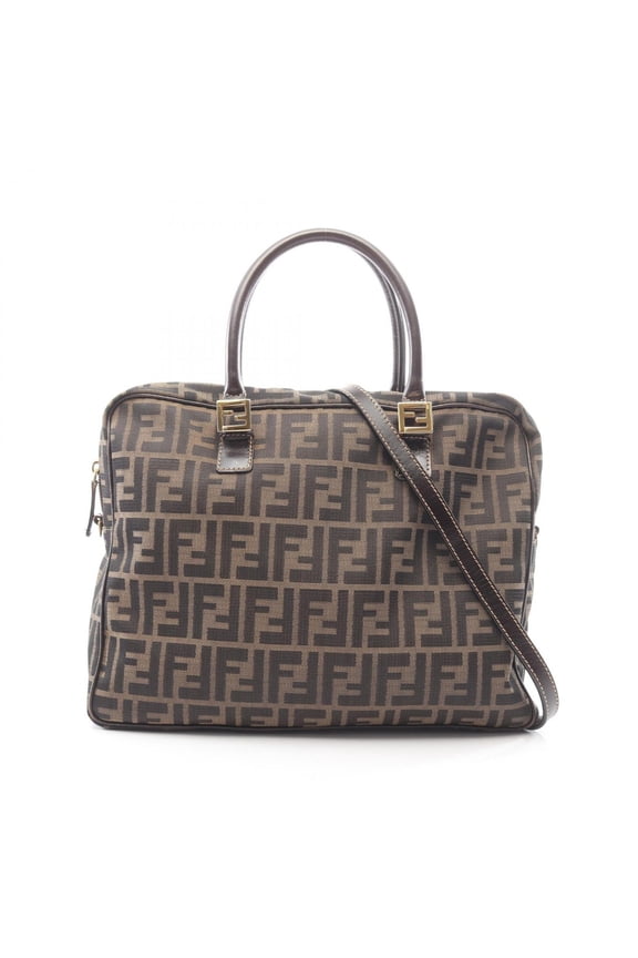 Pre-Owned Fendi Zucca 2-Way Briefcase Handbag, Canvas and Leather, Men's, Brown, 55901