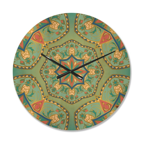 Designart 'Pinapple Ornament Oriental Mandala' Vintage Wood Wall Clock