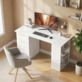 thumbnail image 2 of HOMCOM Bureau d'Ordinateur avec Étagères de Rangement à 3 Niveaux, Bureau de Bureau à Domicile, Blanc, 2 of 10