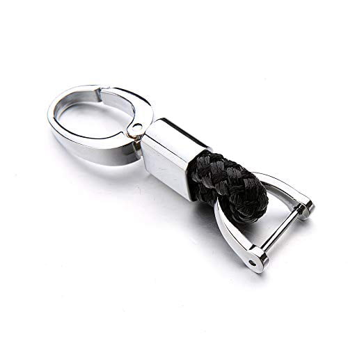 1PCS WHITE Car Keychain Key Chain Ring Leather Rope Strap Weave Keyring Girl Boy 