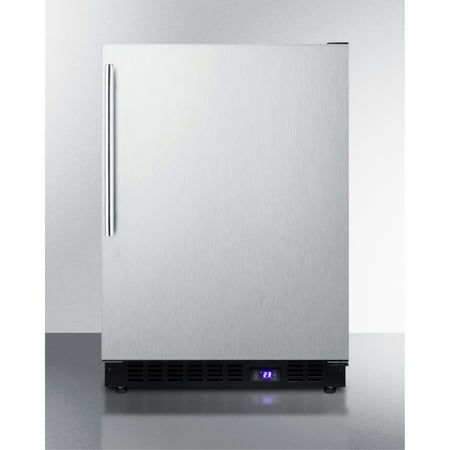 Frost-free built-in undercounter all-freezer for residential use  with icemaker  stainless steel wrapped exterior  and thin handle