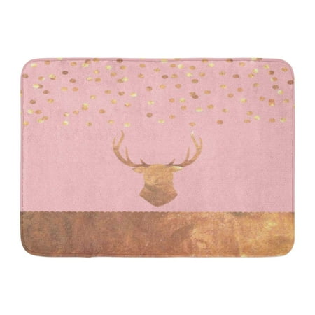 Christmas Bath Confetti KDAGR Pink Christmas Rose Gold Confetti Stag Copper Old Antique Antlers Doormat Floor Rug Bath Mat 23.6x15.7 inch ()