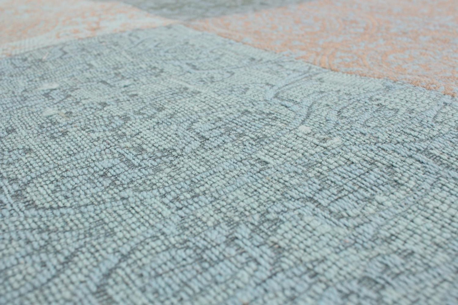 ECARPETGALLERY 5'8" x 7'8" Contemporary Collage Handmade Area Rug for Living Room, Dining Room and Bedroom in Blue