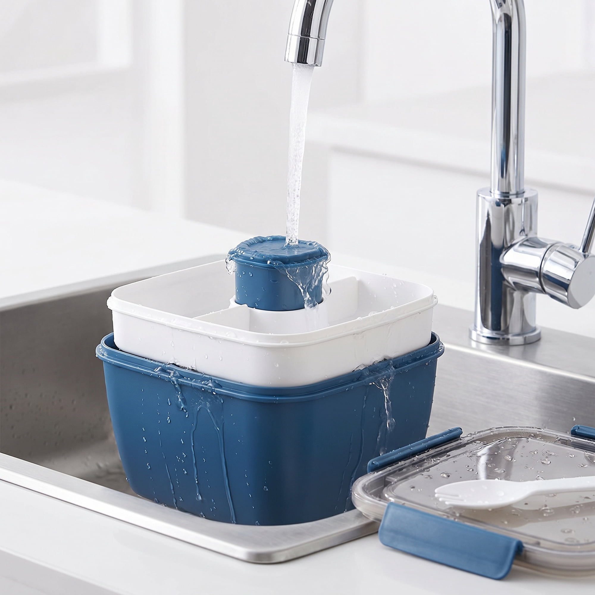 Unique Bargains Lunch Leak-Proof Meal Prep Container with Dressing Cup Blue-1