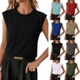 thumbnail image 2 of Xuhomer Summer Tank Tops for Women Shoulder Pad Sleeveless Crew Neck Tunics Blouse Business Work Vacation Casual Loose Camisole Shirts Red 2XL, 2 of 9