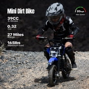 QEASET 39CC 4-Stroke Mini Bike, Up to 20 MPH, Ages 13+, Off-Road Dirt bike, Blue