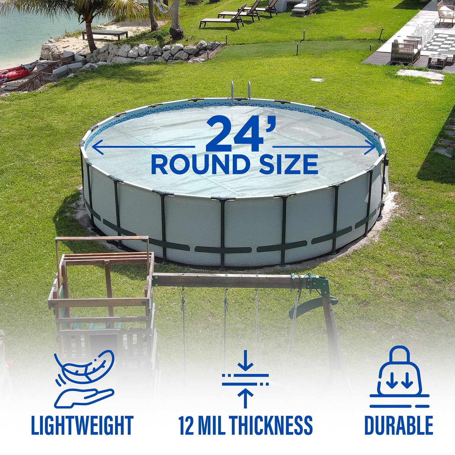 Shop Square 24' Round Solar Pool Cover, 12 Mil, for Inground and Above Ground Pools, Clear