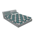 thumbnail image 2 of Ambesonne Floral Fitted Sheet & Pillow Sham Set, Victorian Antique Style, Queen, Black Aqua White, 2 of 2