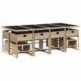 thumbnail image 4 of vidaXL 13 Piece Patio Dining Set with Cushions Beige Poly Rattan, 4 of 11
