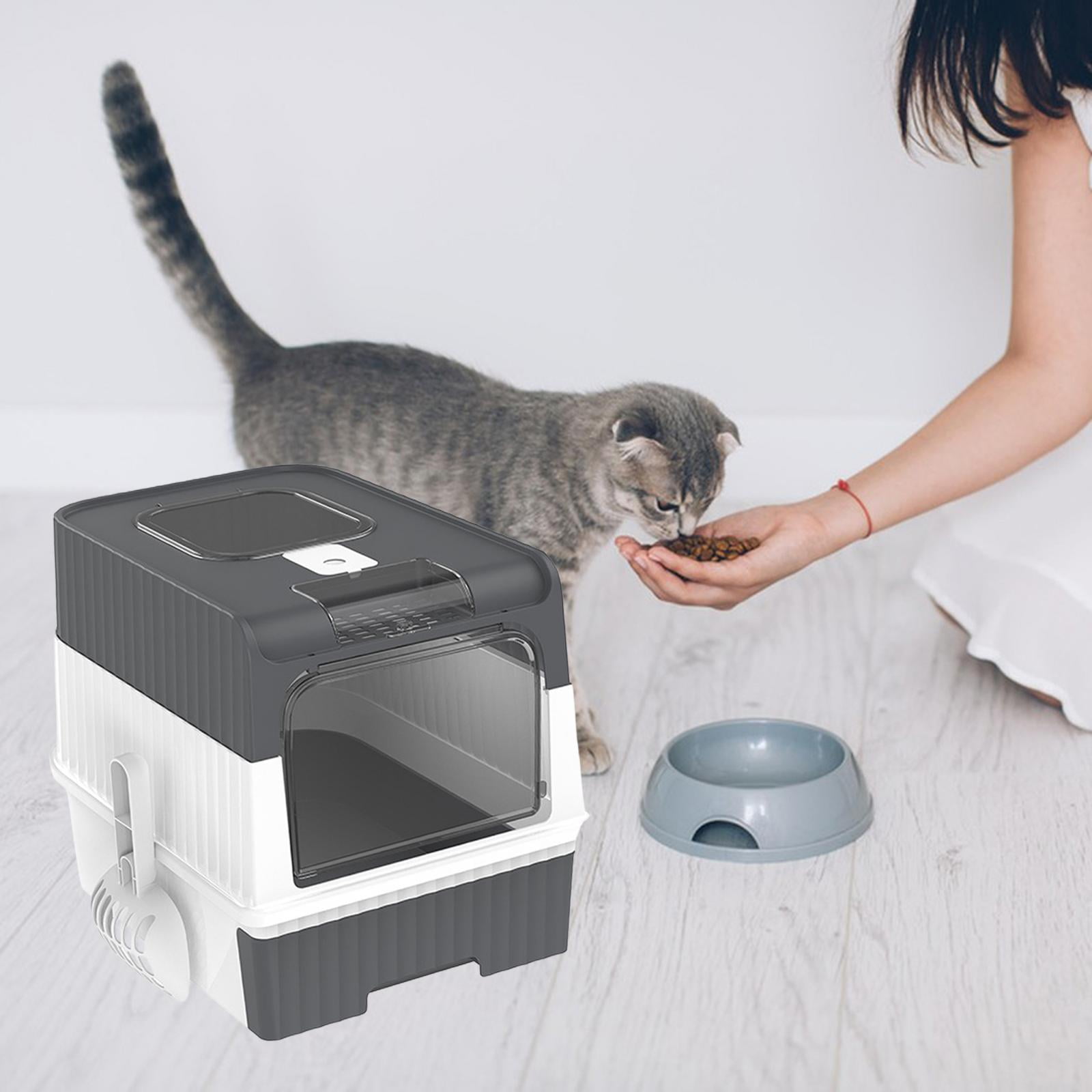 Bvdfgk Enclosed Litter Box, Foldable Large Litter Box, with Front Door Pull-out Drawer, Grey