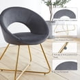 thumbnail image 3 of Modern Accent Velvet Chairs Set of 2,  Lounge Chairs with Hollow Back, Single Sofa with Gold Metal Legs for Living Room, Guest Reception Room, Restaurant, 3 of 8