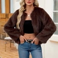 thumbnail image 6 of Womens Faux Fur Coat 2026 Winter Long Sleeve Open Front Shaggy Furry Warm Fluffy Parka Short Jacket Outwear, 6 of 7