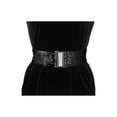 thumbnail image 4 of Cinturones elásticos para mujeres de tallas grandes INSPIRE CHIC con hebillas de metal entrelazadas y decoraciones de lentejuelas para vestidos, negro 75cm/29.53", 4 of 6