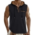 thumbnail image 4 of Tbopshirt Sleeveless Shirts for Men Plus Size Tank Tops Hooded Sweatshirt with Button Down Collar Hoodie for Sports and Leisure Summer Pullover with Pocket Top,S-3XL, 4 of 9
