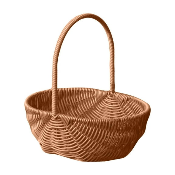 Woven Floral Arrangement Basket, Durable Resin Rattan Gift Basket for Mother's Day, Easter, & Parties, Rustic Fruit & Candy Storage Organizer
