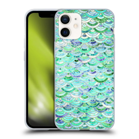 Head Case Designs Officially Licensed Micklyn Le Feuvre Marble Patterns Mosaic In Mint Quartz And Jade Soft Gel Case Compatible with Apple iPhone 12 Mini