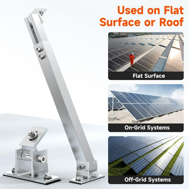 RICH SOLAR Adjustable Solar Panel Tilt Mount Brackets Support up to 300  Watt Solar Panel for Roof, RV, Boat and Any Flat Surface, for  on-Grid/Off-Grid