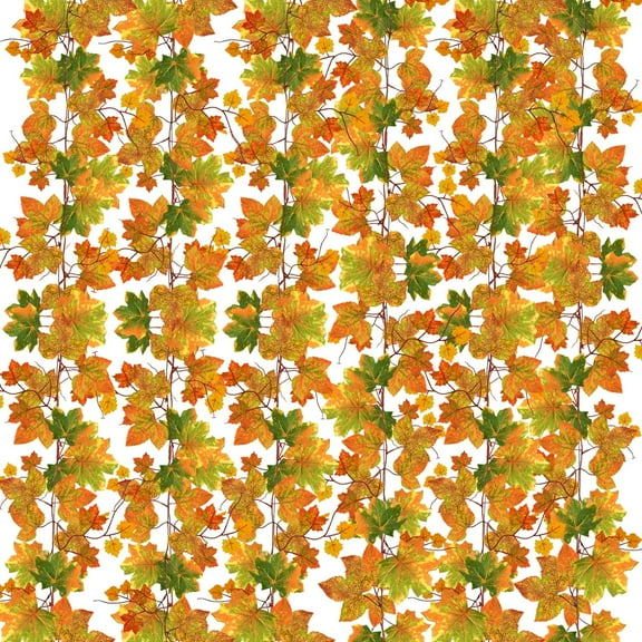 5 Pack Fall Maple Leaves Garland - 7.8ft/Piece Artificial Autumn Foliage Garland Thanksgiving Garland for Home Party Mantle Outdoor Fireplace Fall Christmas Decorations